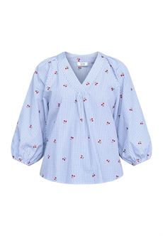 LOVE & DIVINE BLUSE, LOVE1597-1, BLUE CHECK/CHERRY
